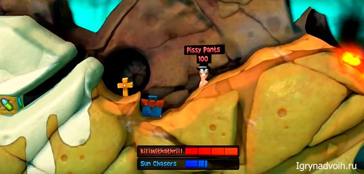 Начало игры Worms Revolution