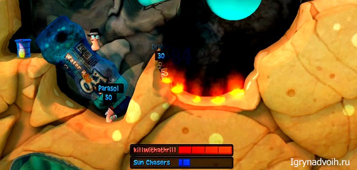 Огненное поле в игре Worms Revolution