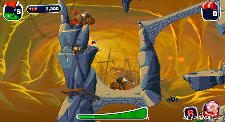 Пиратский уровень в игре Worms Crazy Golf